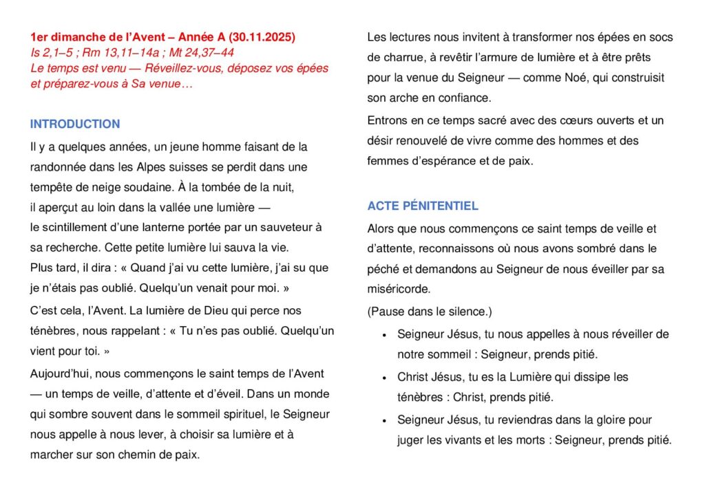 thumbnail of 1re semaine de l’Avent – Année A – 2025