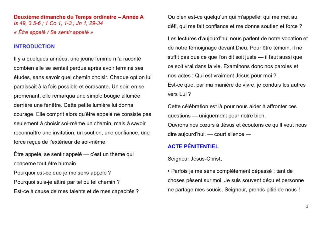 thumbnail of 2e semaine du Temps ordinaire – Année (A) 2026 -French