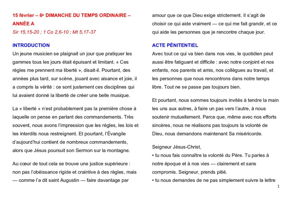 thumbnail of 6e semaine du Temps ordinaire – Année (A) 2026