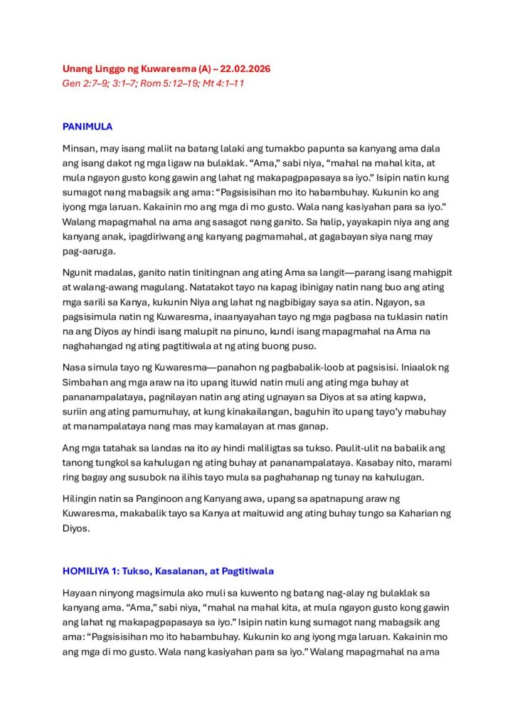 thumbnail of First Sunday of Lent (A) – Filipino