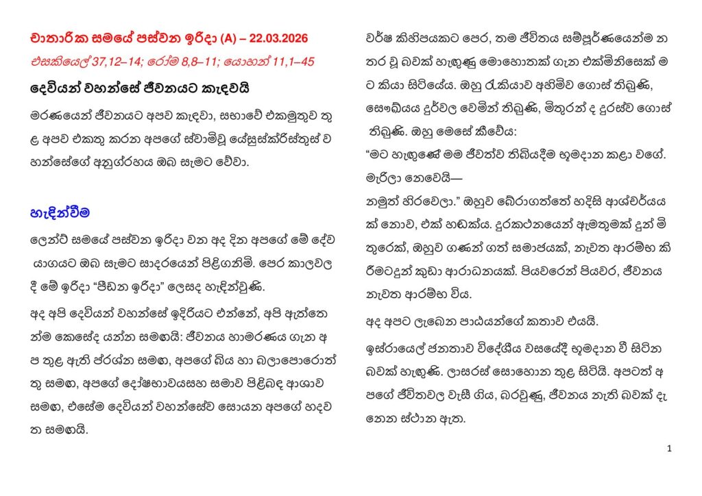 thumbnail of Fifth Sunday of Lent (A) 2026 – Sinhalese