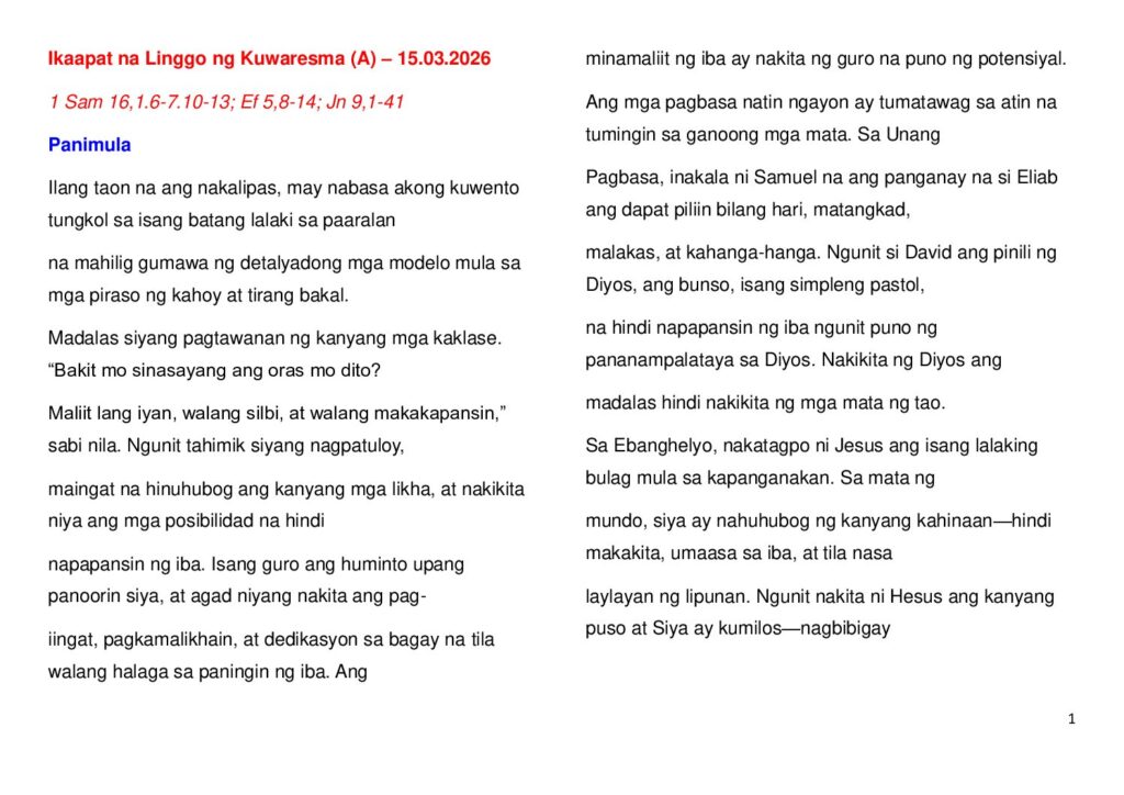 thumbnail of Fourth Sunday of Lent (A) -2026 -Filipinpo