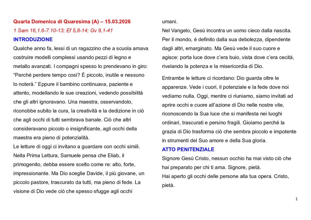 thumbnail of Quarta Settimana di Quaresima (A) 2026 – Italiano