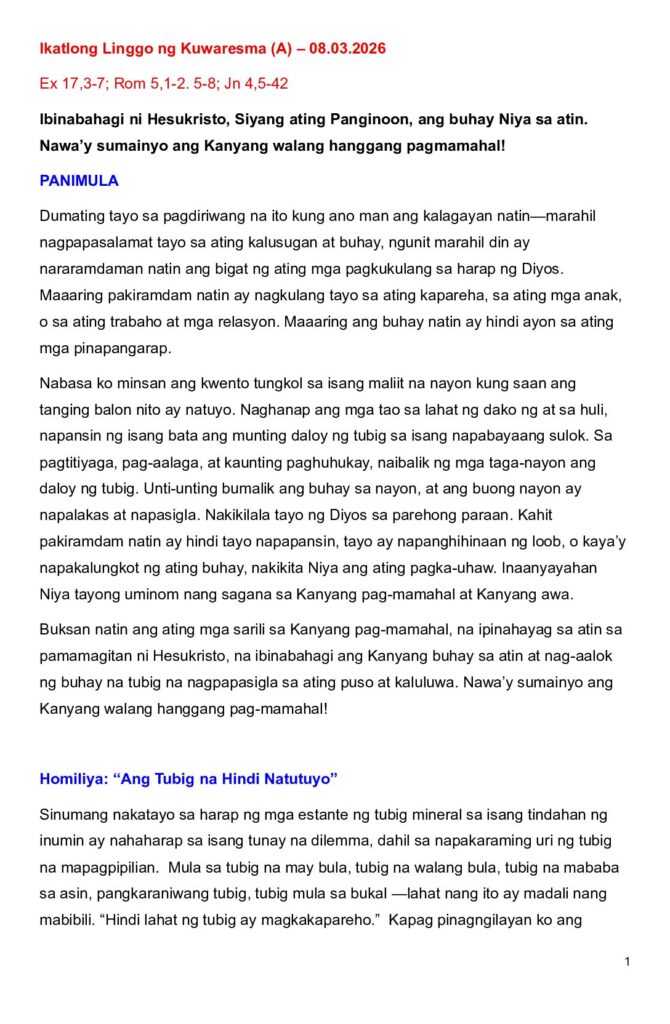 thumbnail of Third Sunday of Lent (A) 2026 – Filipino