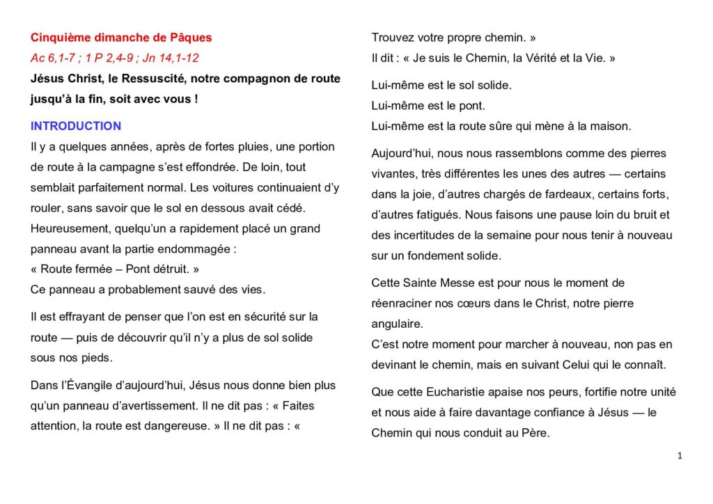 thumbnail of Cinquième Semaine de Pâques – A – 2026- French