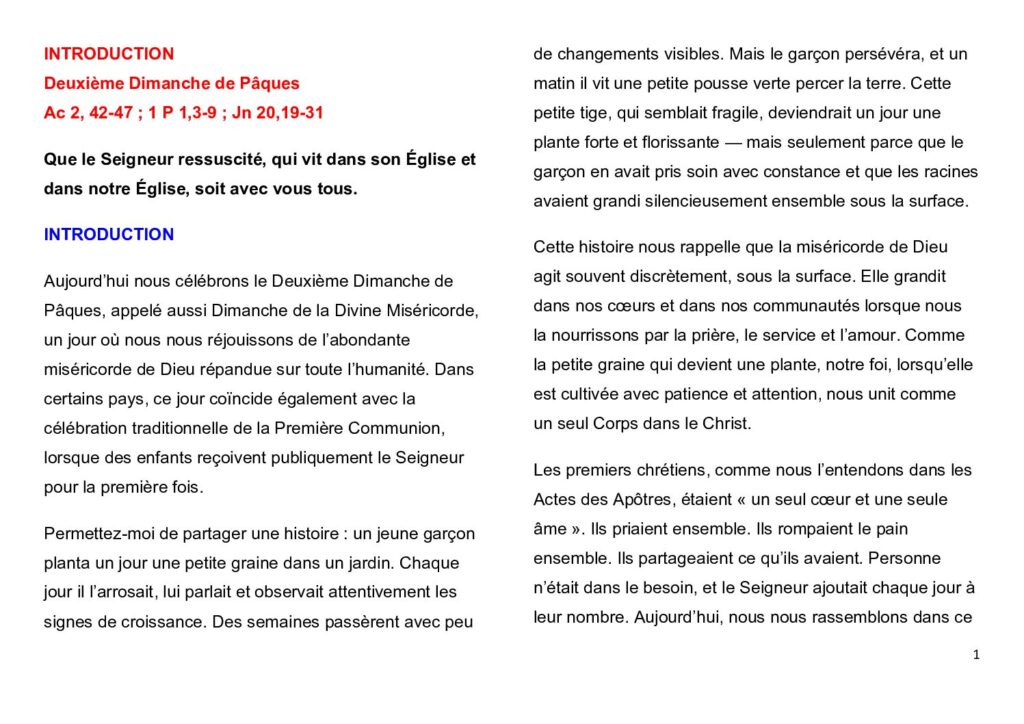 thumbnail of Deuxième Semaine de Pâques – A – 2026- French