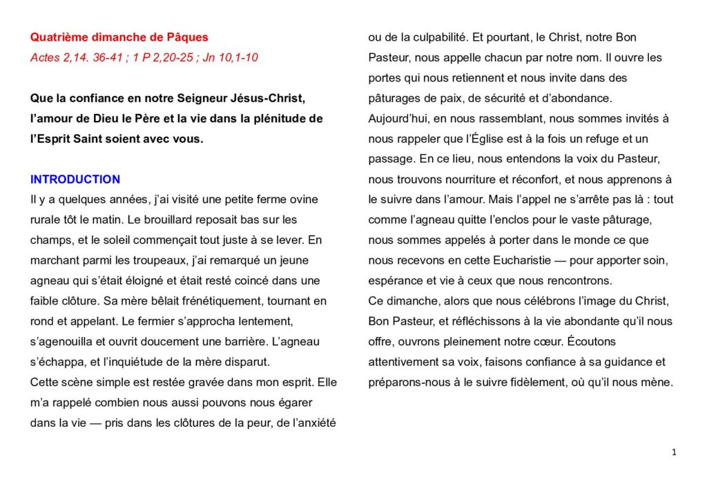 thumbnail of Quatrième Semaine de Pâques – A – 2026- French