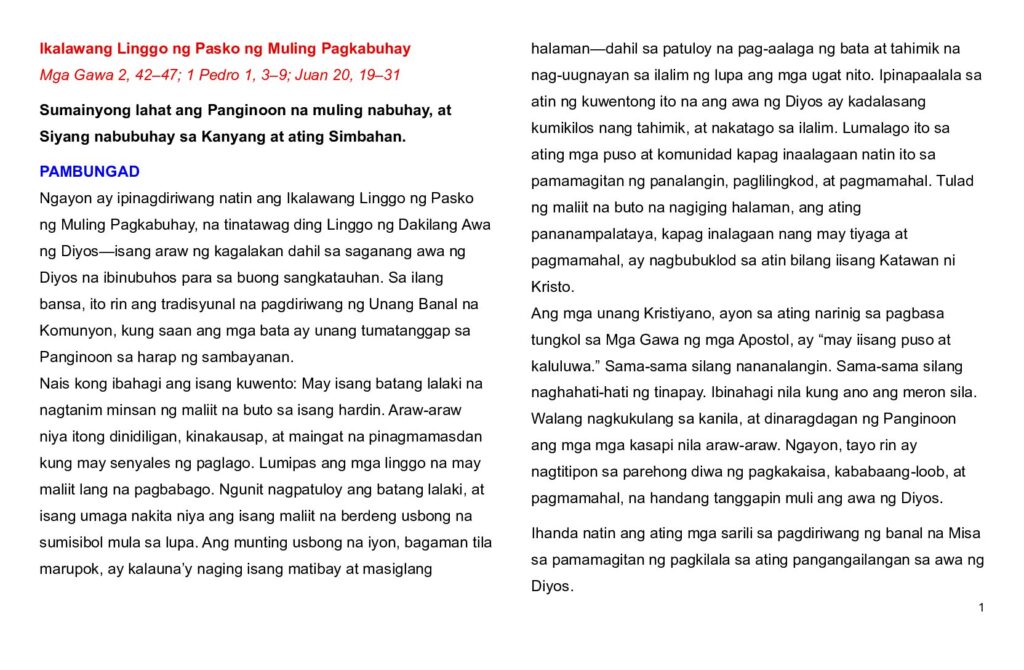 thumbnail of Second Sunday of Easter -A-2026-Filipino