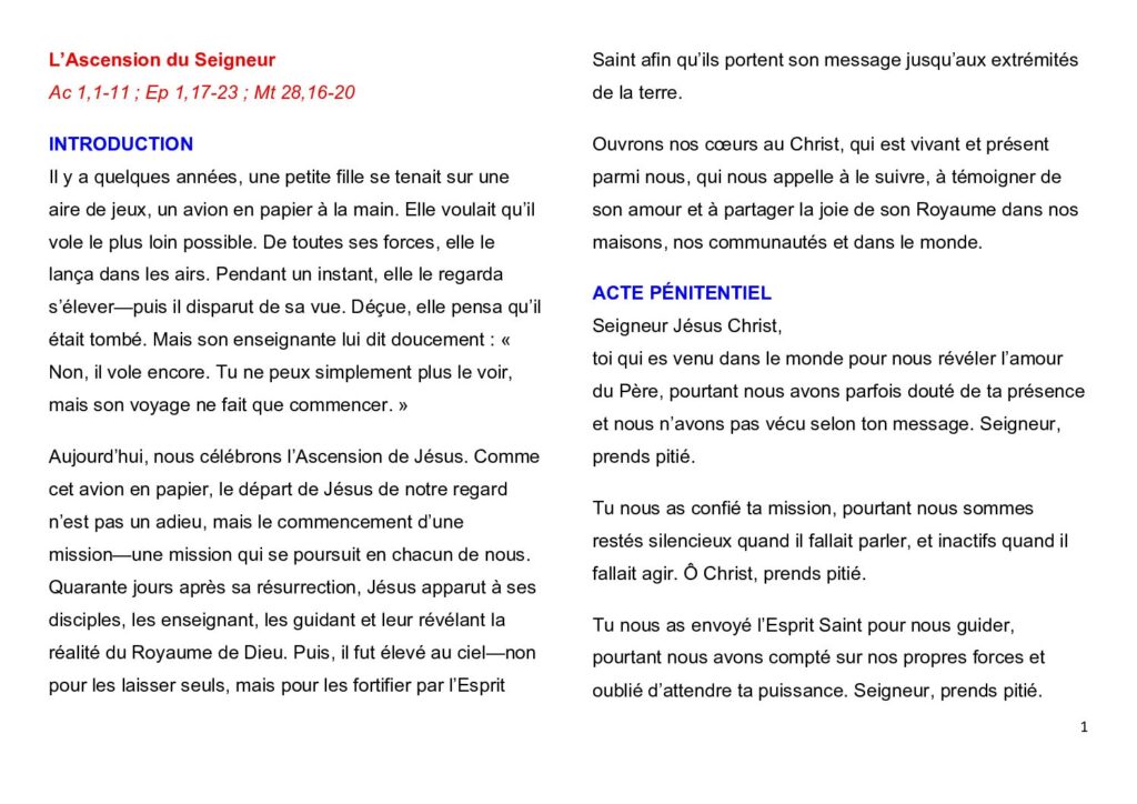 thumbnail of Ascension + 7e Semaine de Pâques – A – 2026 – French