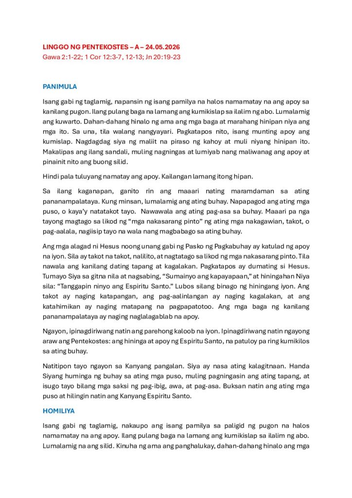 thumbnail of Pentecost Sunday (A) 2026-Filipino