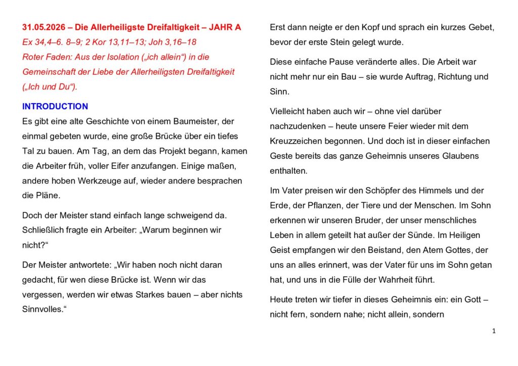 thumbnail of Trinity Sunday + 9.Week Ord. Year 2026 (A) – Deutsch