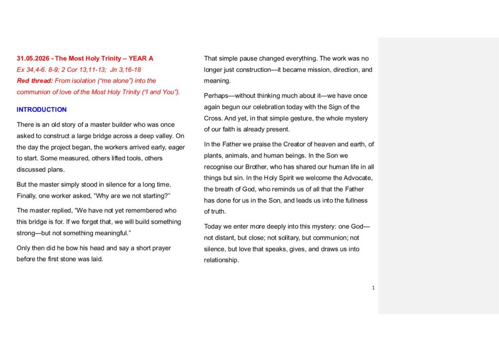 thumbnail of Trinity Sunday + 9.Week Ord. Year 2026 (A) – English