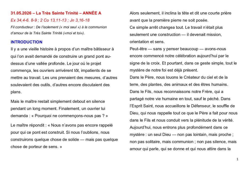 thumbnail of Trinity Sunday + 9.Week Ord. Year 2026 (A)- French