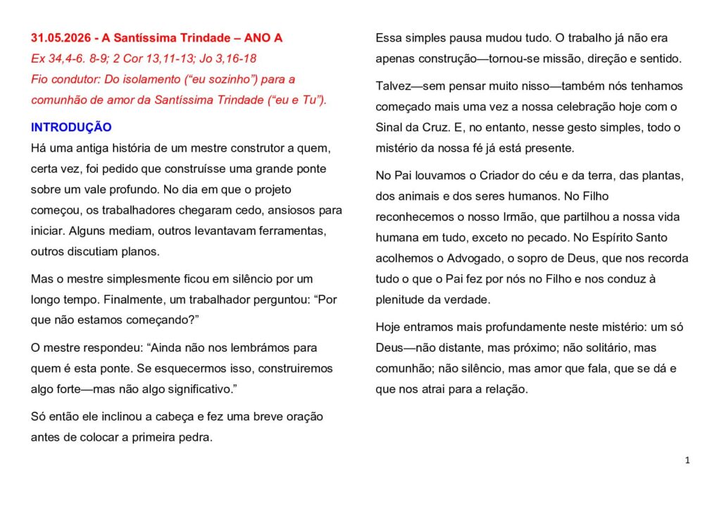 thumbnail of Trinity Sunday + 9.Week Ord. Year 2026 (A)-Portuguese