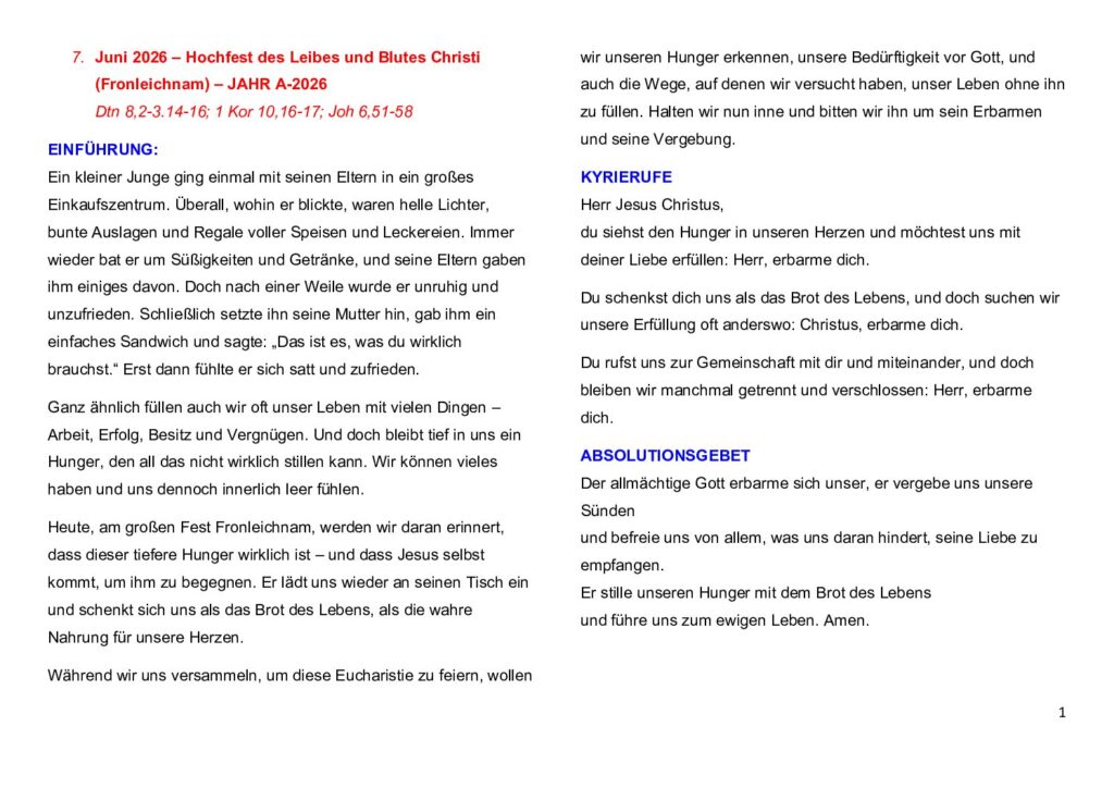 thumbnail of Corpus Christi & 10.Week Ord. Year 2026 (A) – Deutsch