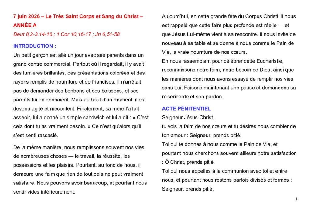 thumbnail of Corpus Christi & 10.Week Ord. Year 2026 (A) – French