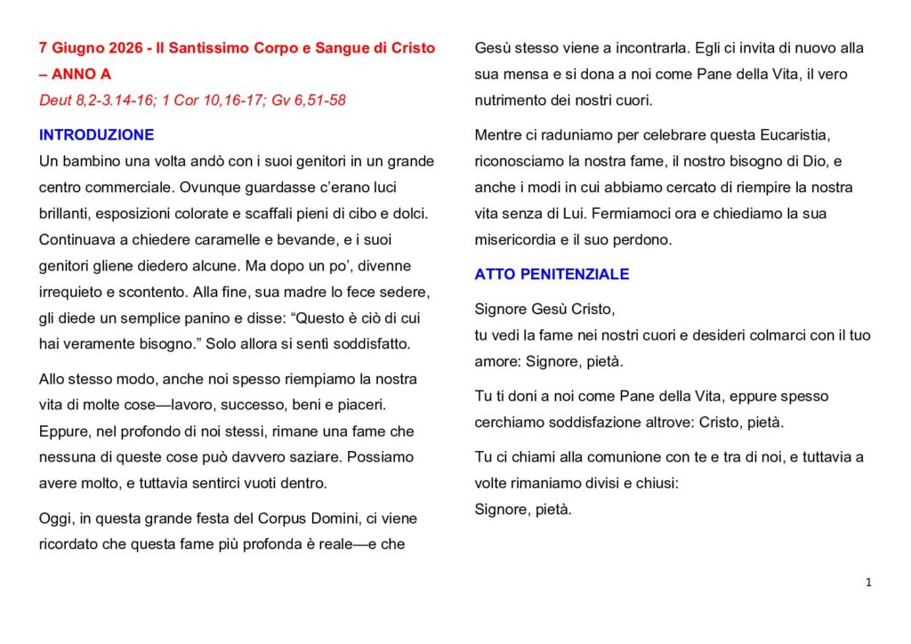 thumbnail of Corpus Christi & 10.Week Ord. Year 2026 (A) – Italiano