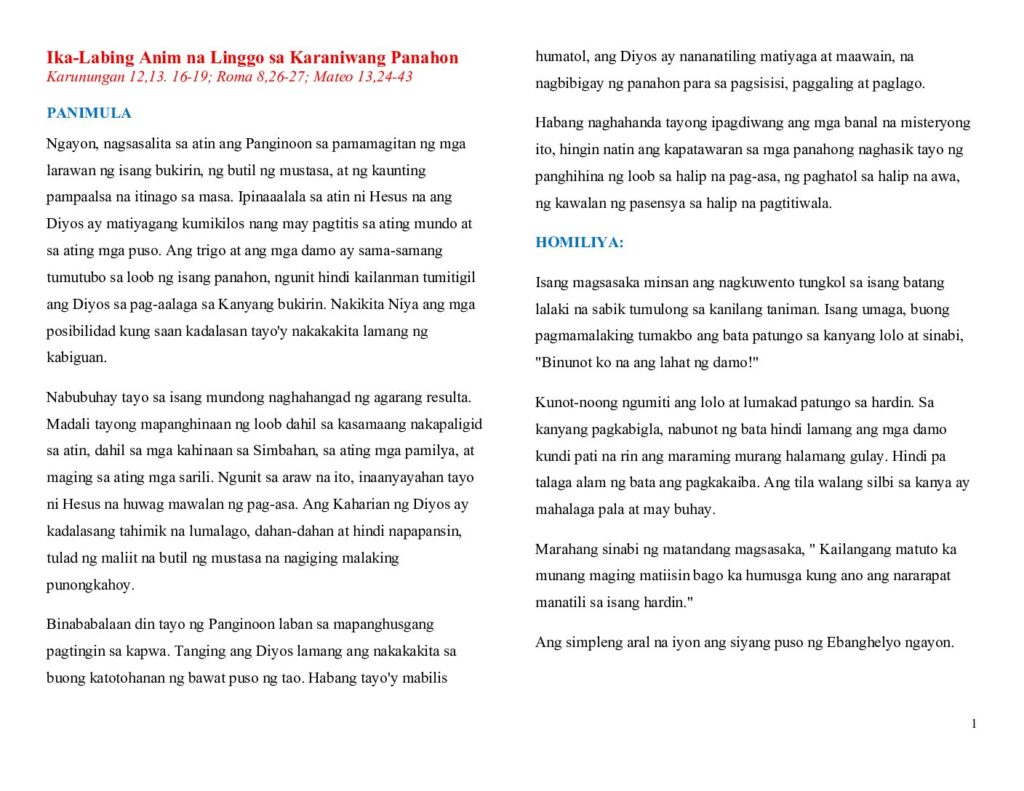 thumbnail of 16th Sunday Ord Year (A) 2026 -Filipino