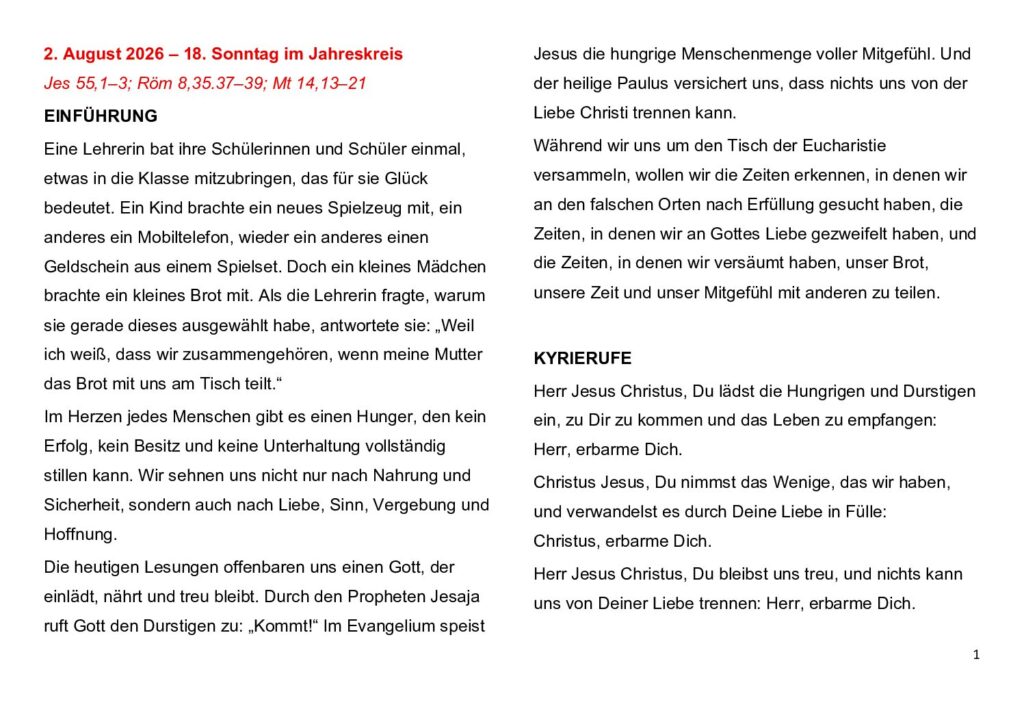 thumbnail of 18.Week Ord. Year 2026 (A) – Deutsch