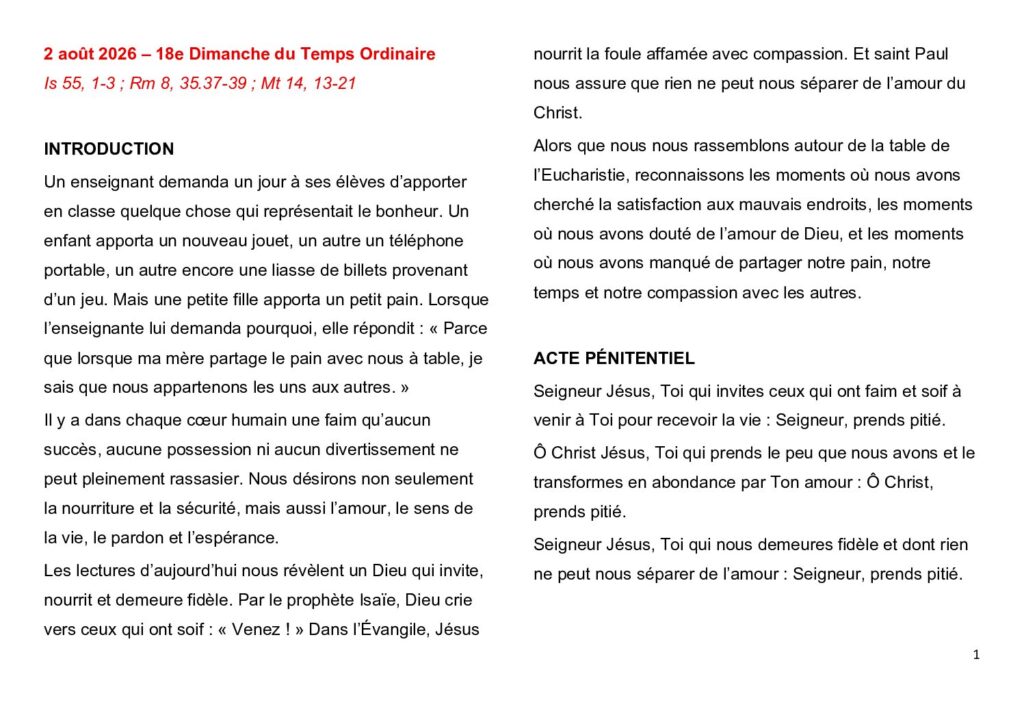 thumbnail of 18.Week Ord. Year 2026 (A) – French