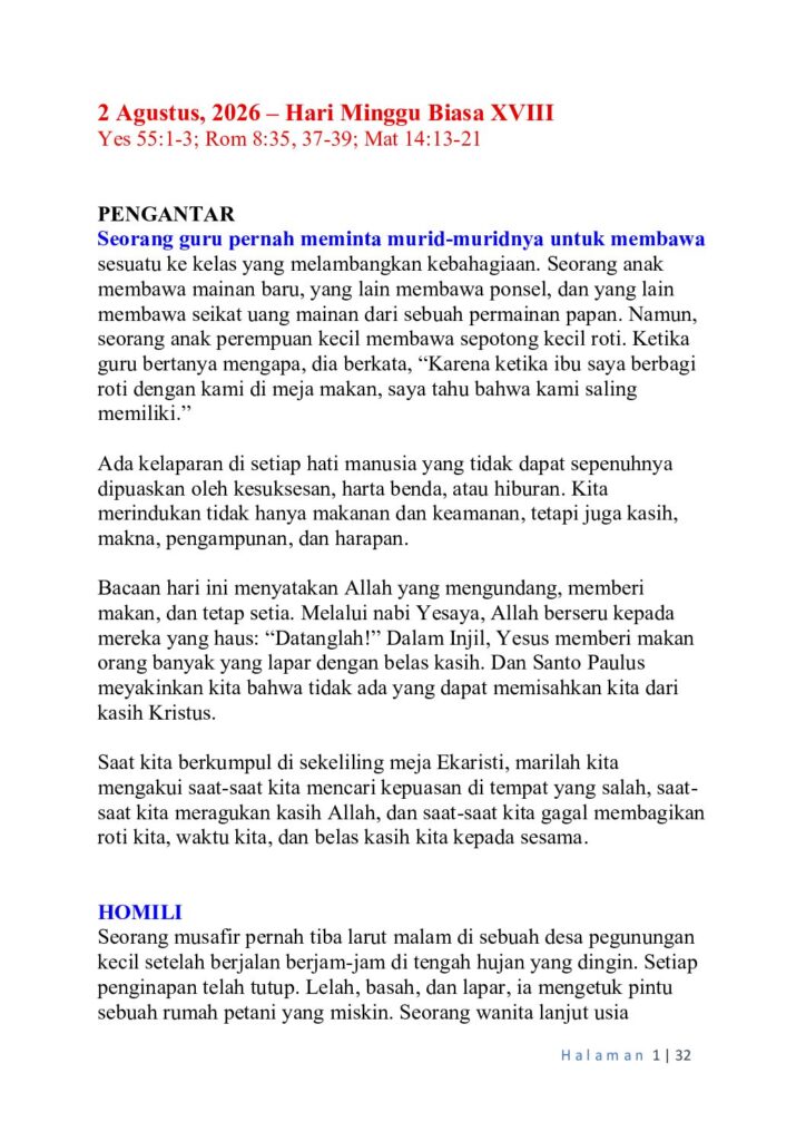 thumbnail of 18th Week of Ord Year (A) Indonesian
