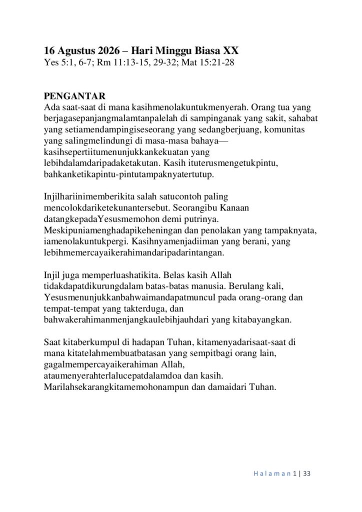 thumbnail of 20th Week of Ord Year (A) Indonesian