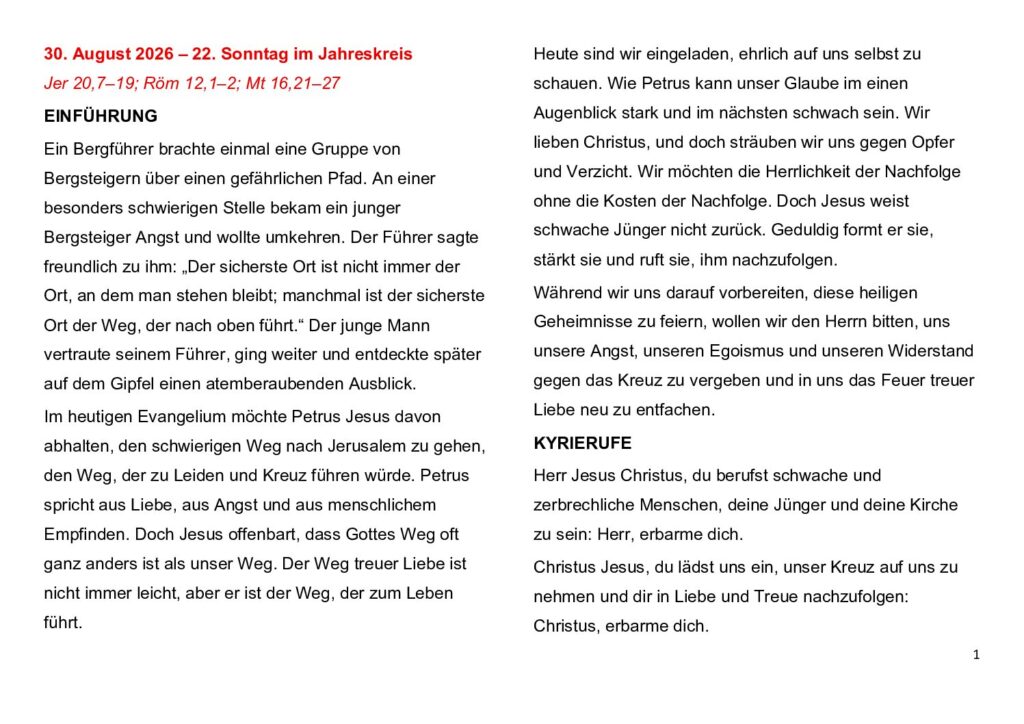 thumbnail of 22.Week Ord. Year 2026 (A) – Deutsch
