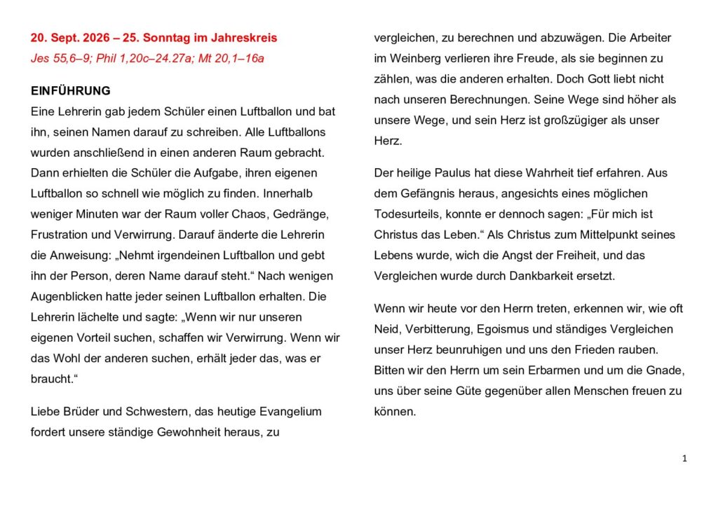 thumbnail of 25.Week Ord. Year 2026 (A) – Deutsch