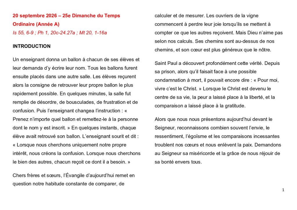thumbnail of 25.Week Ord. Year 2026 (A) – French