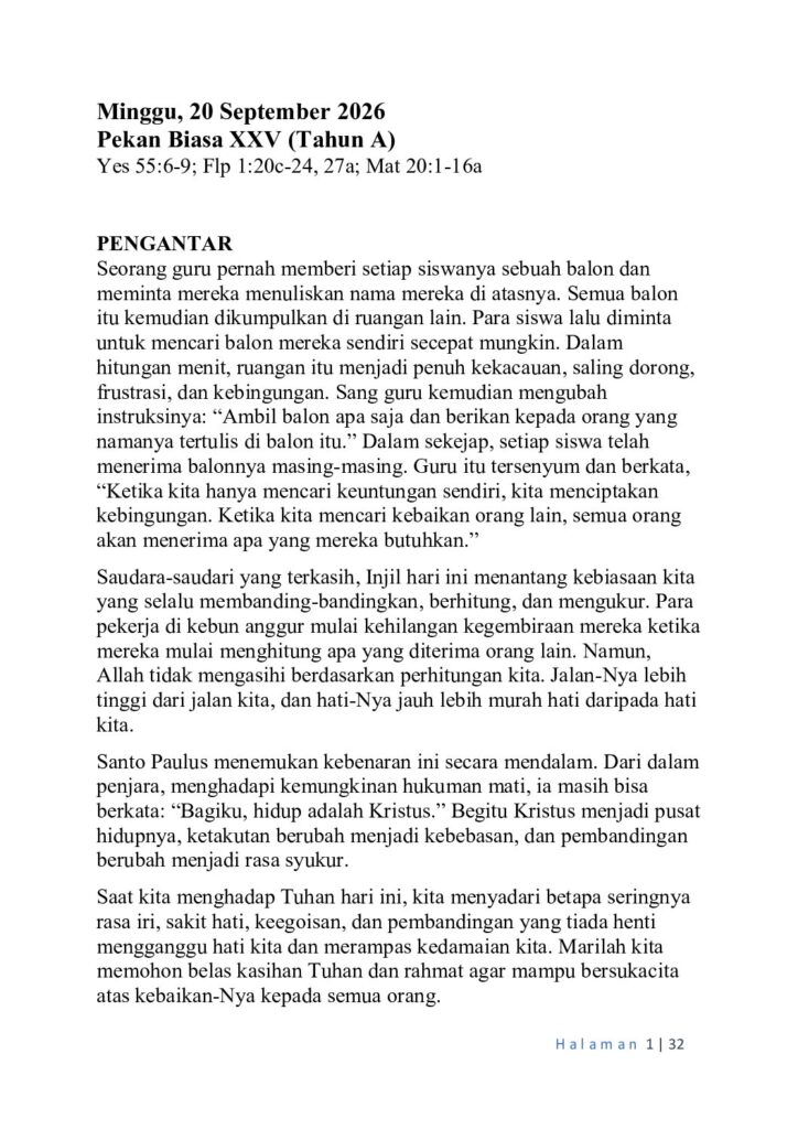 thumbnail of 25th Week of Ord Year (A) Indonesian