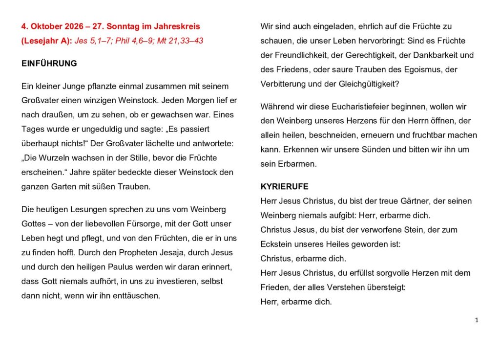 thumbnail of 27.Week Ord. Year 2026 (A) – Deutsch