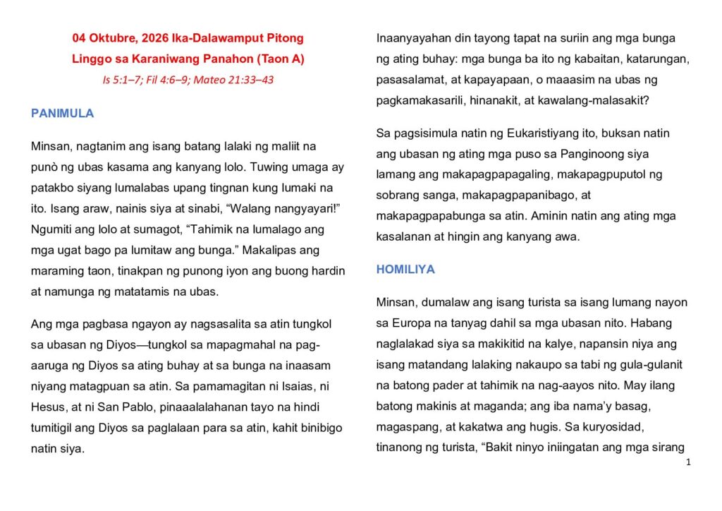 thumbnail of 27th Sunday Ord Year (A) 2026 – Filipino