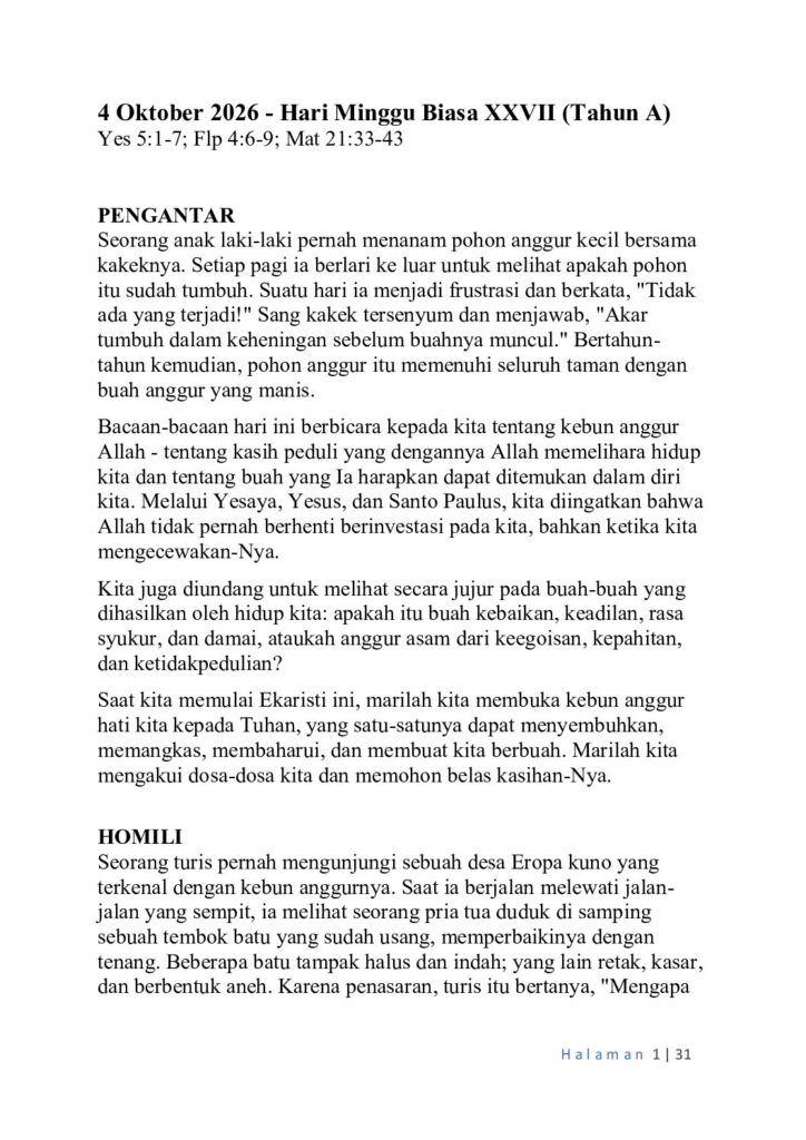 thumbnail of 27th Week of Ord Year (A) Indonesian