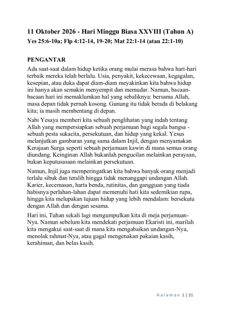 thumbnail of 28th Week of Ord Year (A) Indonesian