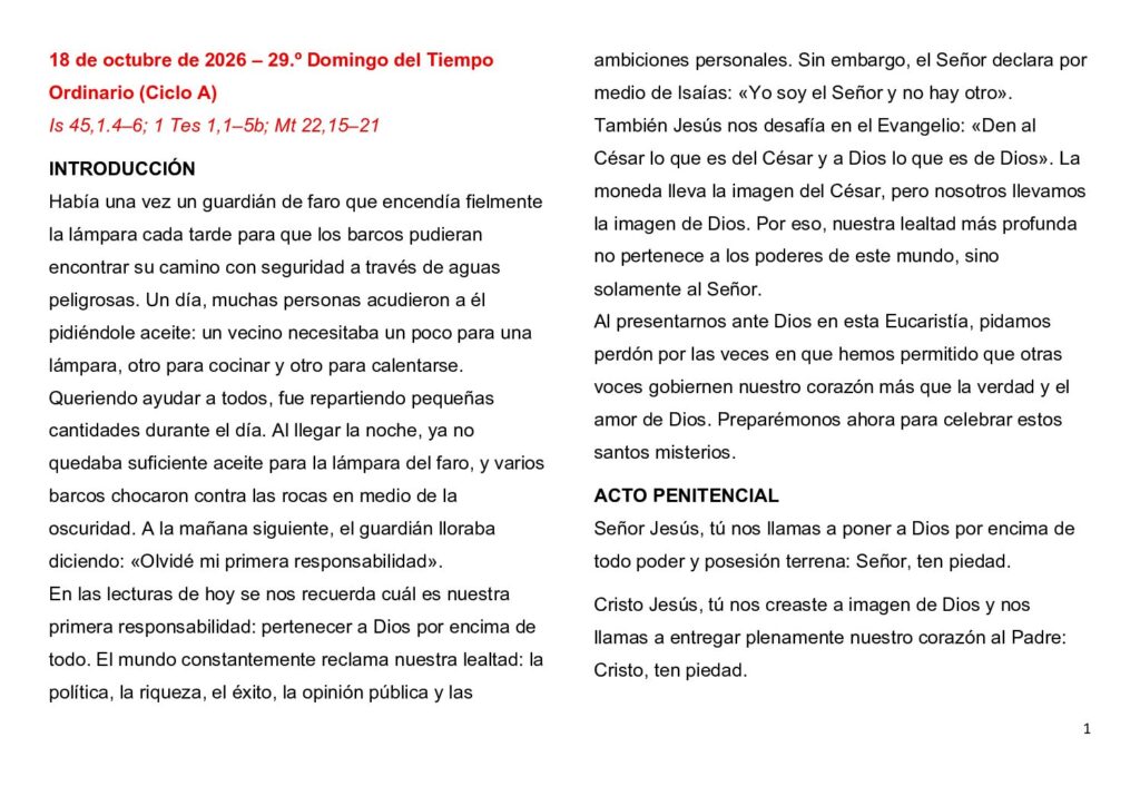 thumbnail of 29. Semana del Tiempo Ordinario 2026 (A) -Spanish