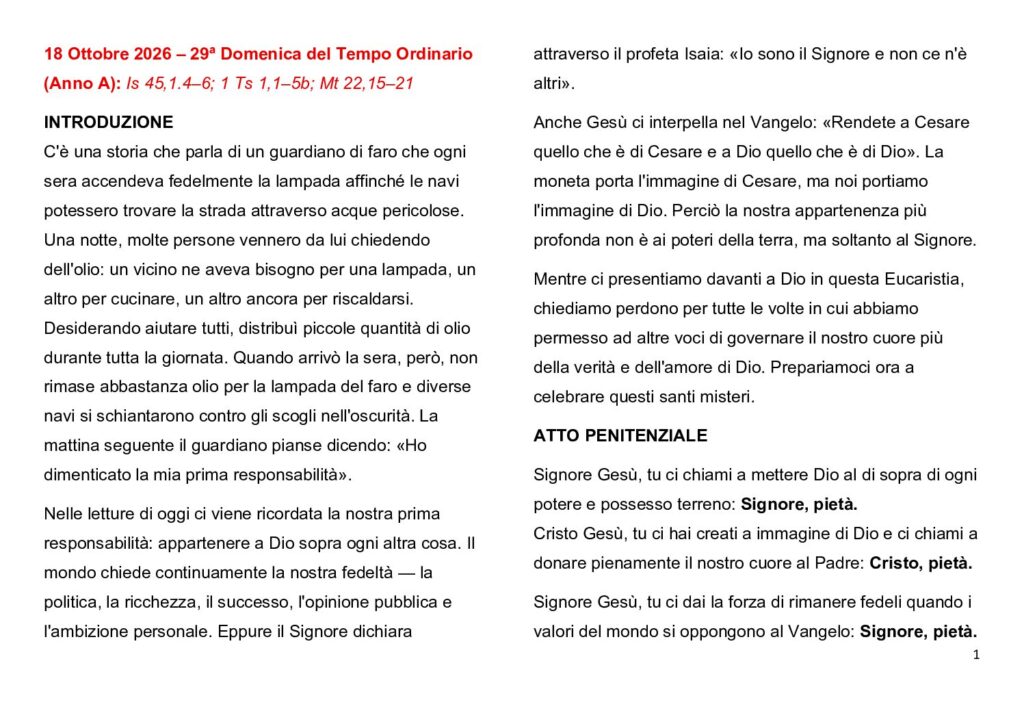 thumbnail of 29.Week Ord. Year 2026 (A) – Italiano