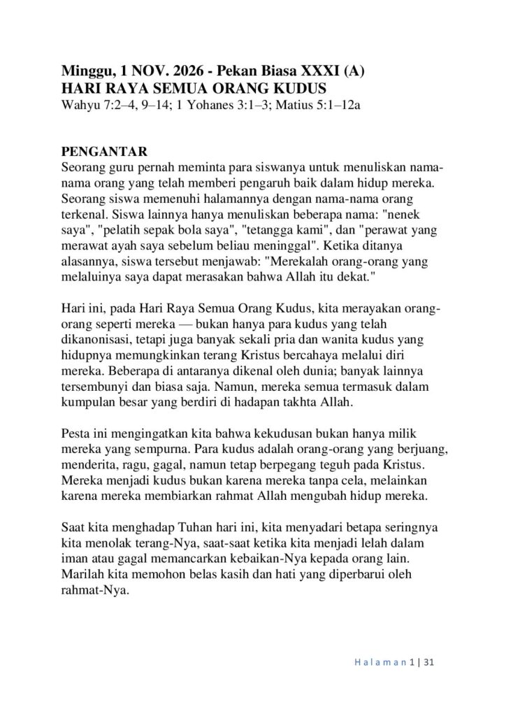 thumbnail of 31st Week of Ord Year (A) Indonesian