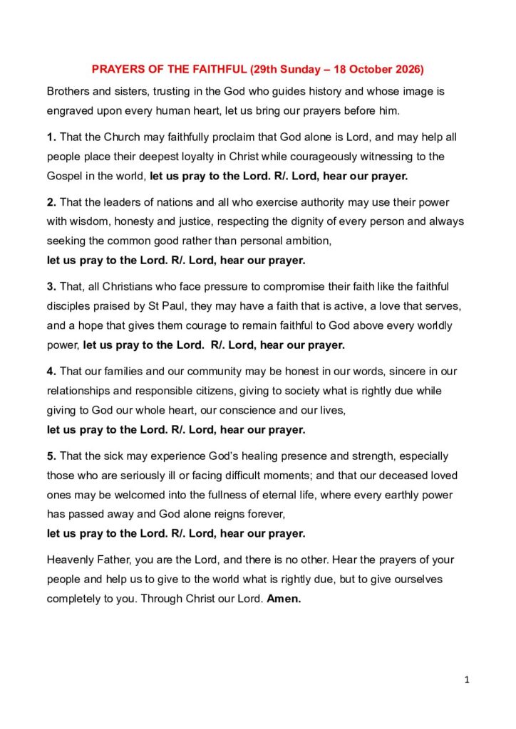 thumbnail of PRAYERS OF THE FAITHFUL (29th Sunday)